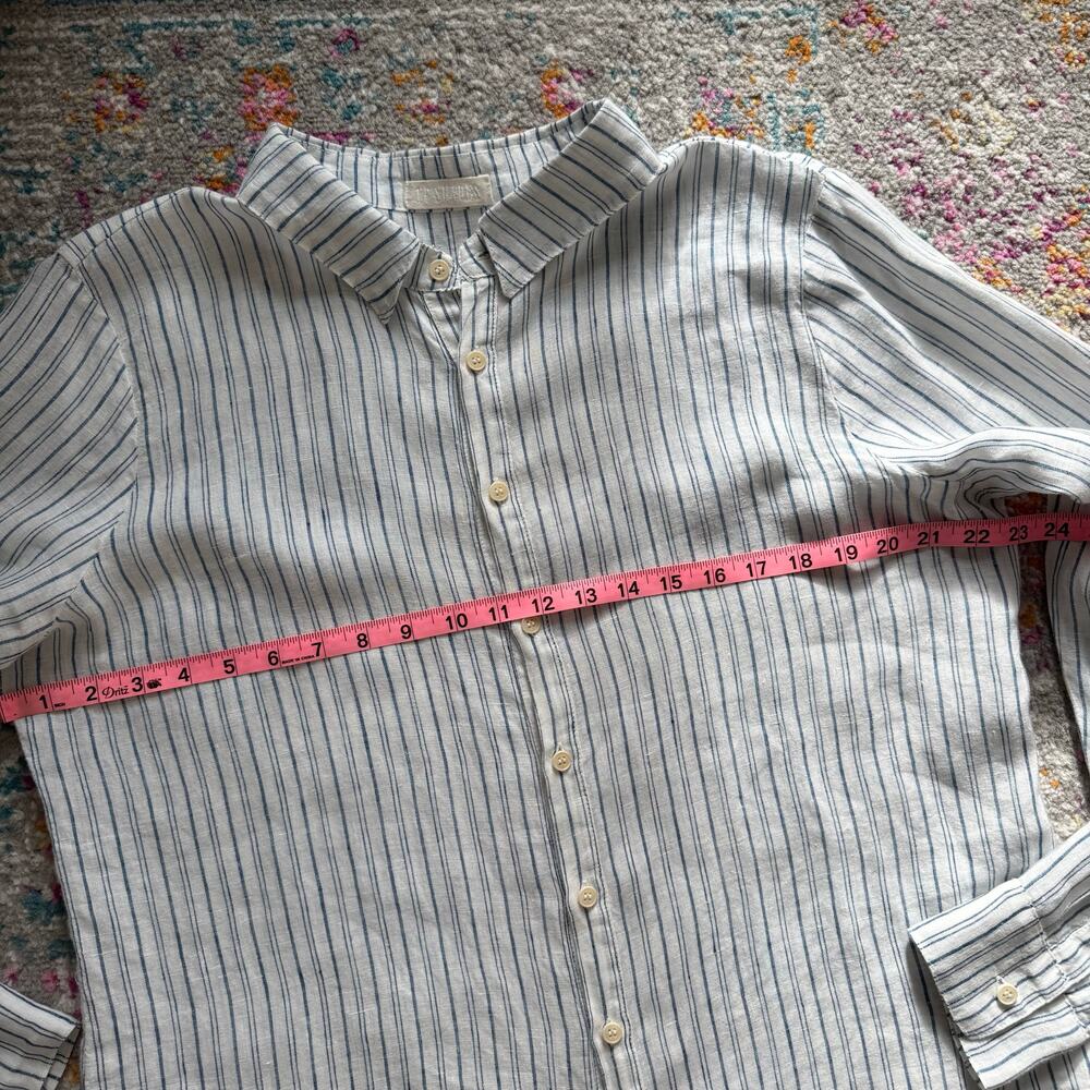 CP Shades White Blue Striped Long Sleeves Button Down Shirt Women’s Size Large - Picture 6 of 9